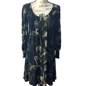 ‎NINE WEST black & green babydoll dress 4